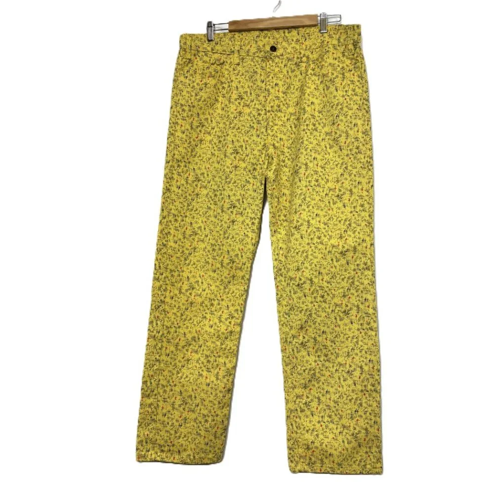 * Rare Vintage 505 Black Label Yellow mod print Jeans 38